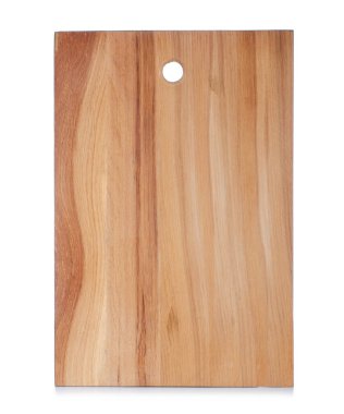 Mutfak ahşap kesme tahtası beyaz arka plan izolasyonu