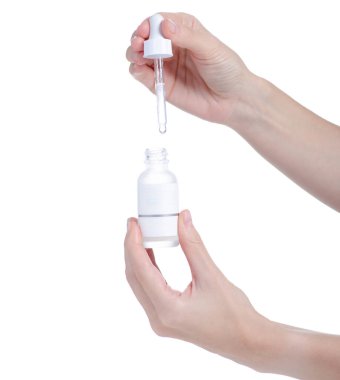 Beyaz arka plan izolasyonunda Hyaluronic asit güzellik bakımı