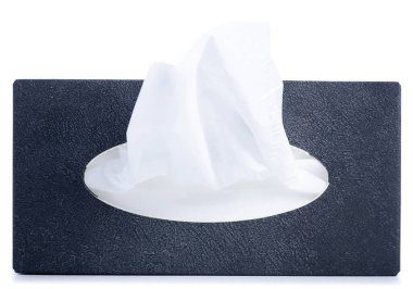 Beyaz arka plan izolasyonuna peçeteli kara kutu.