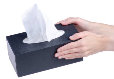 Beyaz arka plan izolasyonuna peçeteli kara kutu.