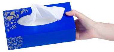 Beyaz arka plan izolasyonuna peçeteli mavi kulübe