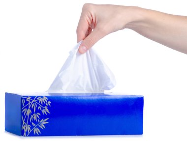 Beyaz arka plan izolasyonuna peçeteli mavi kulübe