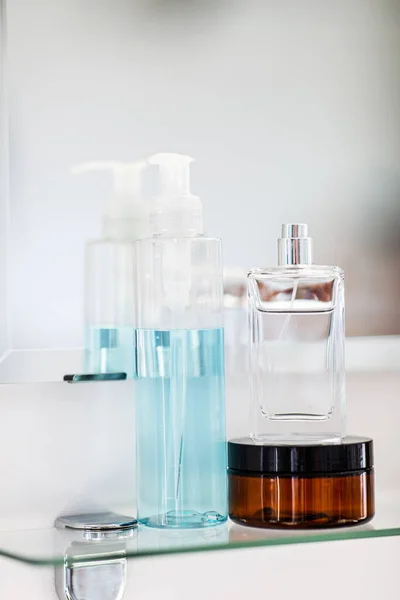 Higiene Belleza Concepto Rutina Diaria Primer Plano Loción Perfume Hidratante — Foto de Stock