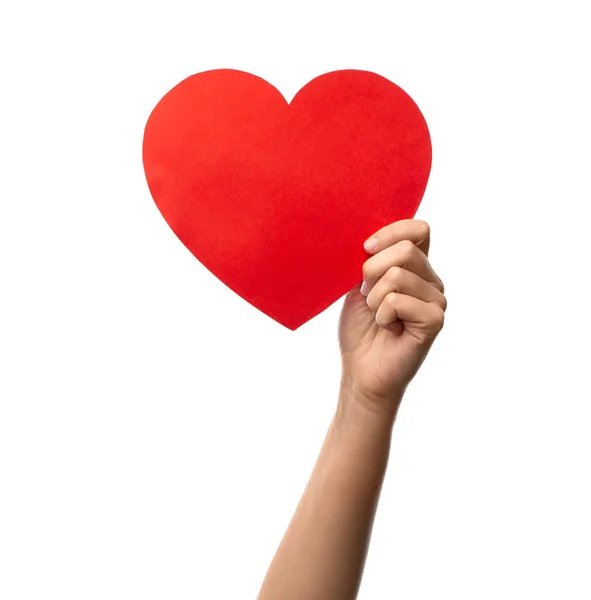 Concepto Caridad Amor Salud Primer Plano Mano Sosteniendo Corazón Papel — Foto de Stock