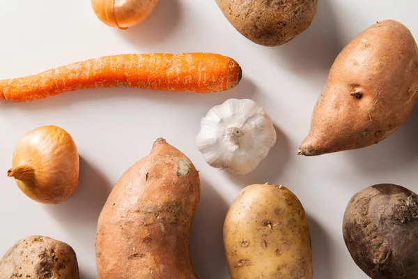 Jídlo Stravování Kulinářské Pojetí Zblízka Různé Syrové Zeleniny Bílém Pozadí — Stock fotografie