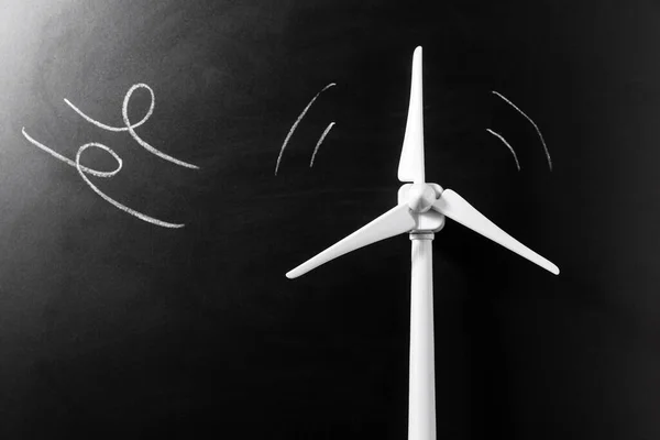 Concepto Energía Energía Sostenibilidad Primer Plano Del Modelo Turbina Eólica — Foto de Stock