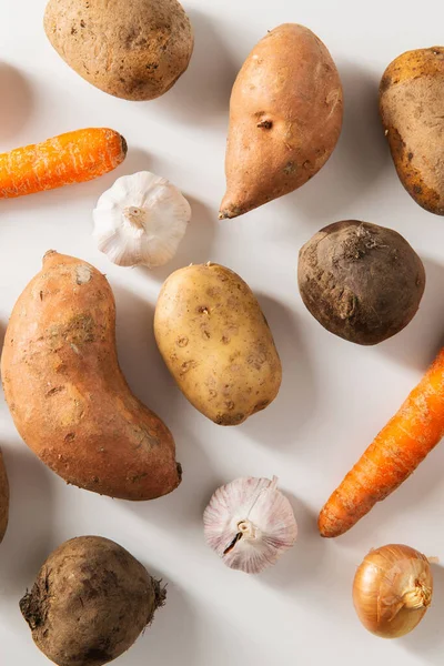 Jídlo Stravování Kulinářské Pojetí Zblízka Různé Syrové Zeleniny Bílém Pozadí — Stock fotografie