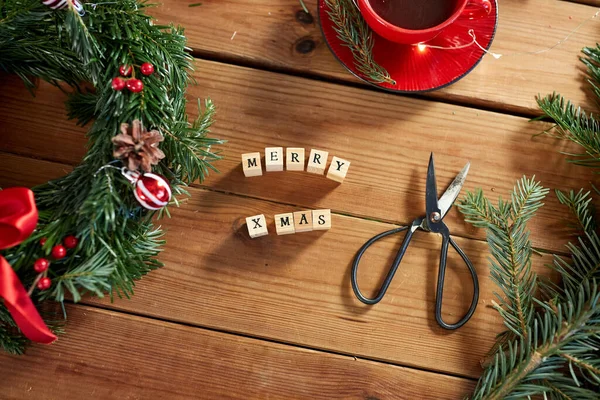 Winter Holidays Diy Hobby Concept Close Merry Christmas Greeting Made — Stock Photo, Image