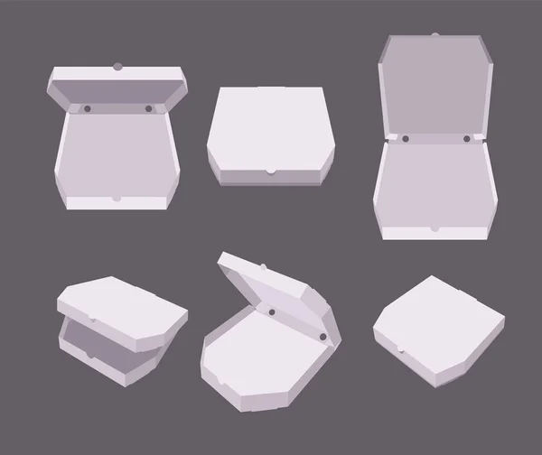 空白の白いピザボックス フラットデザインイラスト — ストックベクタ