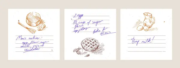 空白贴纸页 用于记录食物准备和烹调配料 用食物图作装饰的纸巾 图库矢量图片