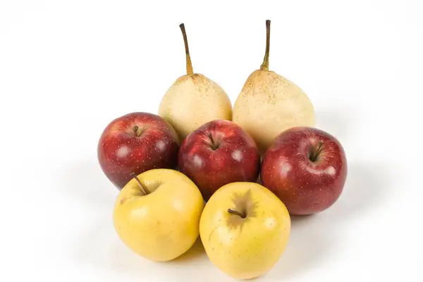Drei Äpfel Auf Weißem Hintergrund Stockfoto