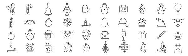 Vánoční Ikony Řádek Set Vektorové Ilustrace — Stockový vektor