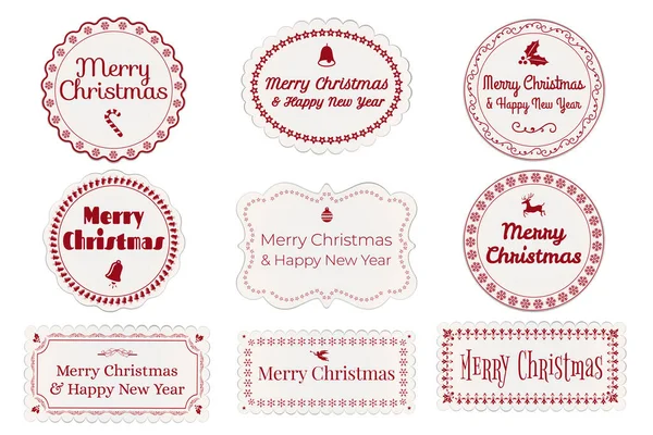 Pegatinas Etiquetas Con Saludos Navidad Vector — Archivo Imágenes Vectoriales