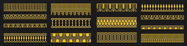 Decorative Seamless Art Deco Borders Vintage Geometric Design Elements Set — Image vectorielle