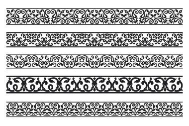 Süssüz dekoratif kenar kümesi - Vektör kaligrafik kenar 