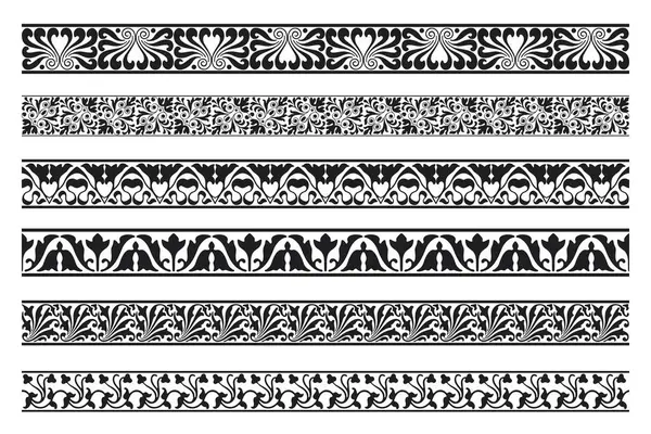 Uppsättning Dekorativa Sömlösa Dekorativa Gränsen Vektor Kalligrafisk Gräns Stockillustration