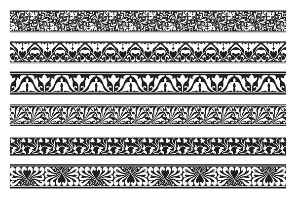 Set Decorative Seamless Ornamental Border Vector Calligraphic Border Stock Vector