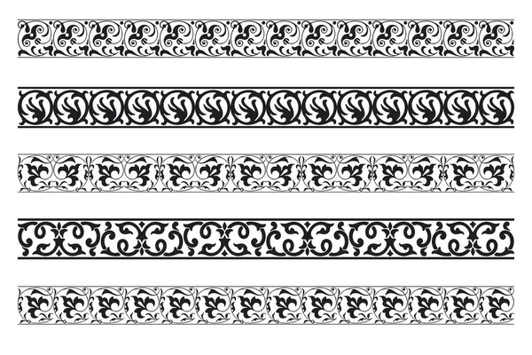 Set Von Dekorativen Nahtlosen Zierrand Vector Modular lizenzfreie Stockillustrationen