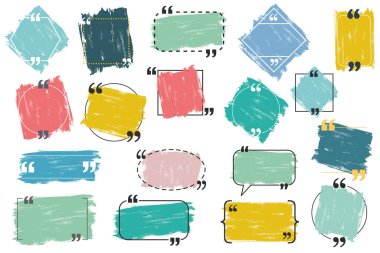 Alıntı kutusu ve konuşma balonu şablonları grunge seti