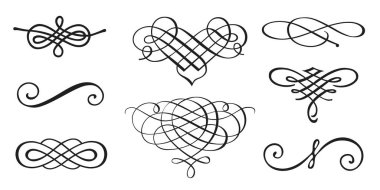 Set of decorative calligraphic divider elements clipart