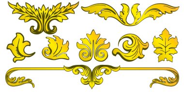 Dekoratif bölme elemanları. Sınır kaligrafi altın koleksiyonu