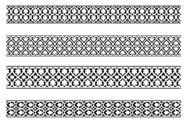 Dekoratif süslemesiz dekoratif kenarlık kümesi - Vektör modülü