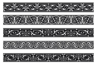 Dekoratif süslemesiz dekoratif kenarlık kümesi - Vektör modülü