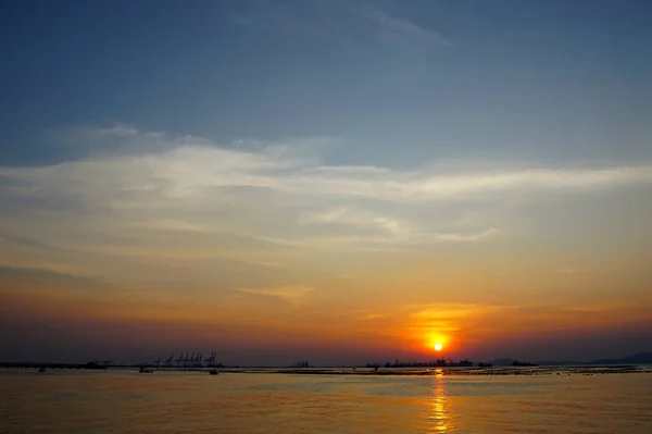 Sunset Sky Sea Silhouette Island Background — Stock Photo, Image