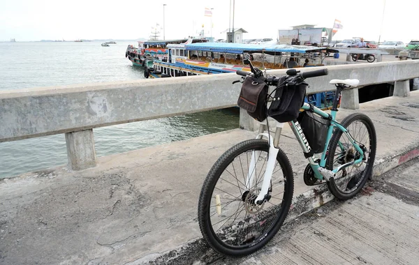Chonburi Thailand Mountain Bike Parking Port Ferry Boat Background 2022 — Stock Photo, Image