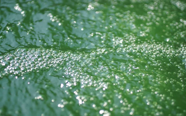 Pęcherzyki Powietrza Zielonej Wodzie Rozkwitem Glonów — Zdjęcie stockowe