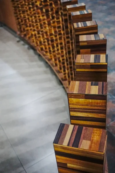 Drewniana Dekoracja Kolumn Detale Wnętrza — Zdjęcie stockowe