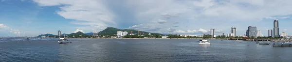 Chonburi Tailandia Ago Vista Panorámica Del Paisaje Urbano Bahía Siracha — Foto de Stock
