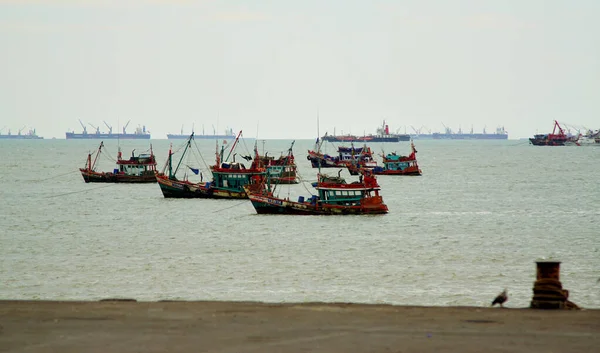 Chonburi Tailandia Junio Grupo Amarre Barcos Pesqueros Puerto Junio 2023 —  Fotos de Stock