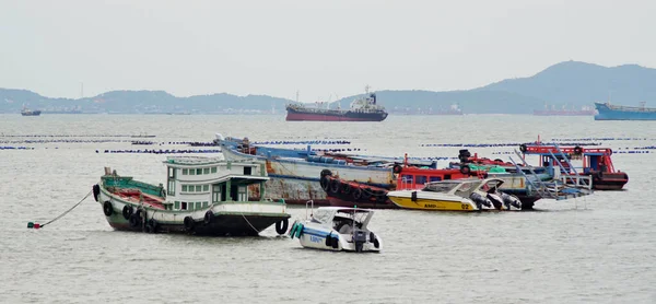 Chonburi Thailand June Group Passenger Boat Speed Boat Mooring Sea — 图库照片