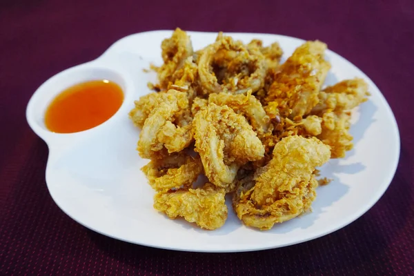 Calamares Fritos Calamares Con Salsa Dulce Cocina Tailandesa — Foto de Stock