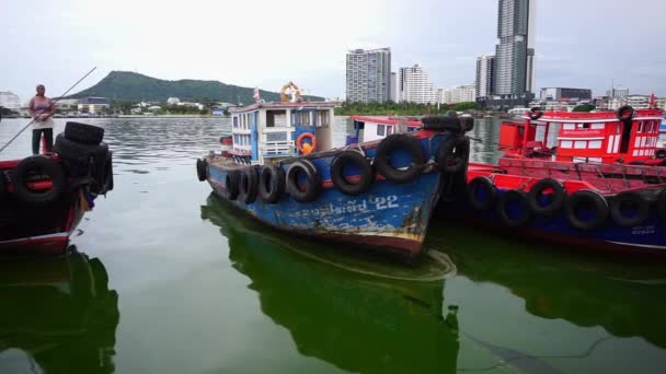 Chonburi Thailand Sep Ismeretlen Horog Kötelet Kötni Hajó Dokkolni Plankton — Stock videók