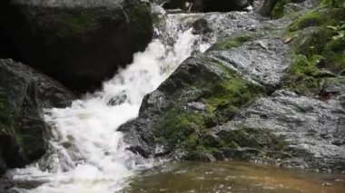 Kaya önplanlı şelale, doğa arkaplan