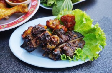 Grilled Liver and Grilled Chicken Butt, Thai food