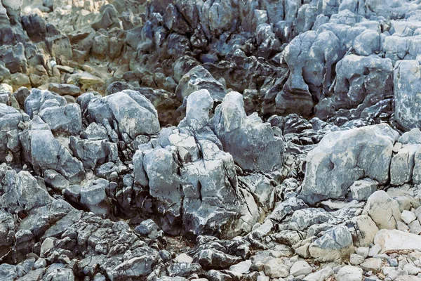 Textur Aus Kalkstein Der Adriaküste Hintergrundstruktur Aus Stein Mit Moos — Stockfoto