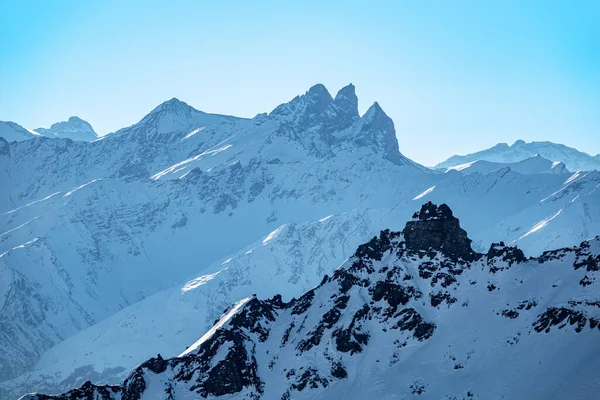 Bergskedja Skidorten Trois Vallees Frankrike Europa — Stockfoto