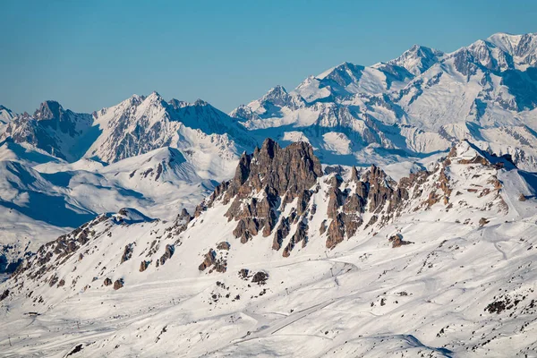 Montanha Estância Esqui Trois Vallees França Europa — Fotografia de Stock