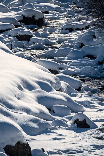 Mountain River Stream Winter Beautiful Landscape Snow — Stock Photo, Image