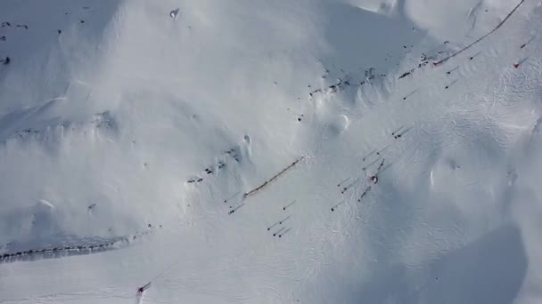 Aerial View Skiers French Alps Europe — Stock videók