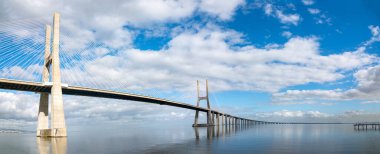 Vasco da Gama Bridge in Lisbon, Portugal clipart