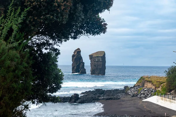 Playa Mosteiros Isla Sao Miguel Las Azores Formación Rocas Paisaje — Foto de Stock