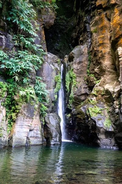 Waterfall Salto Cabrito Sao Miguel Island Azores Portugal Europe — Stock Photo, Image