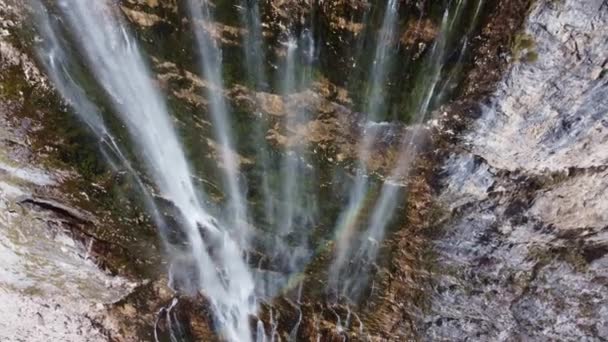 Бока Водоспад Слап Бока Один Найвищих Водоспадів 139 Метрів Словенії — стокове відео