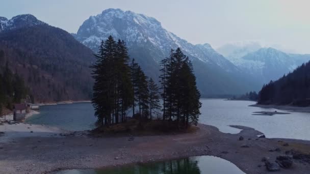 Letecký Pohled Lago Del Predil Friuli Venezia Giulia Itálie Evropa — Stock video