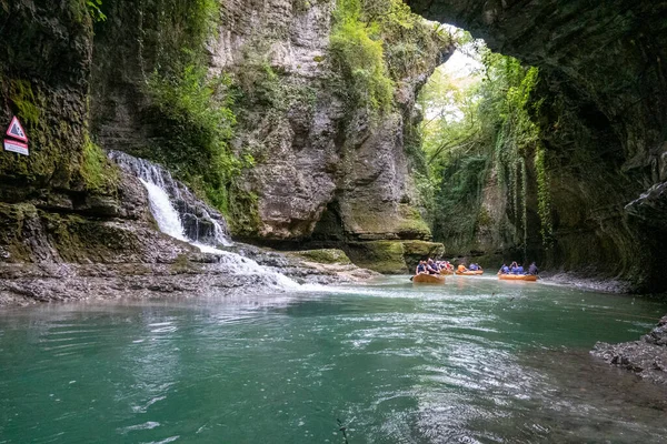 Martvili Kanjon Georgien Vacker Naturlig Kanjon Med Bergsflod — Stockfoto