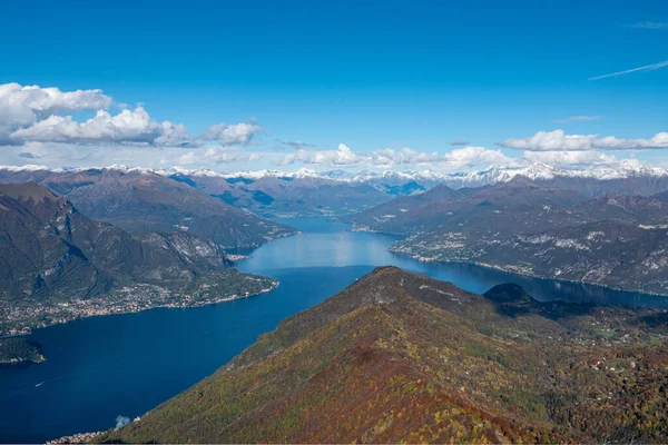 Vista Panorámica Del Lago Como Vista Aérea Otoño Europa — Foto de Stock